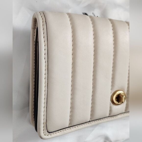 Coach Cream Quilted Leather Crossbody Bag with Gold Turnlock - Picture 13 of 13